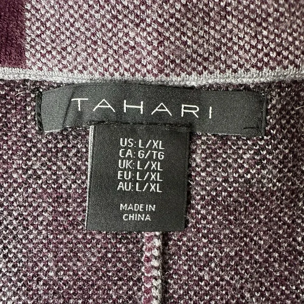 Tahari Plaid Zip Up Poncho Sweater Sz L XL Fall Stadium Game Layer Preppy Travel